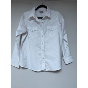 COUNTRY CHARMERS Women White Wrinkle Resistant Long Sleeve Western Shirt Size M